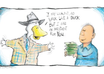 Montauk Fire Department Ponzi scheme cartoon by Mickey Paraskevas