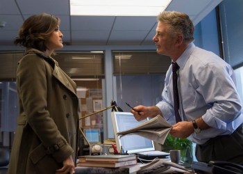 Mariska Hargitay as Sgt. Olivia Benson and Alec Baldwin as Jimmy MacArthur.