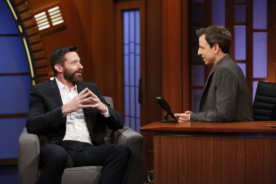 Hugh Jackman speaks with "Late Night" host Seth Meyers about "X-Men: Days of Future Past."