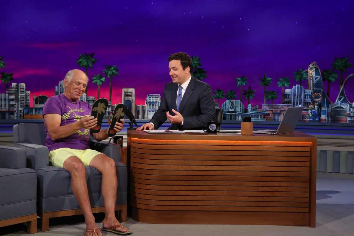 Jimmy Buffet sits with Jimmy Fallon on "The Tonight Show."