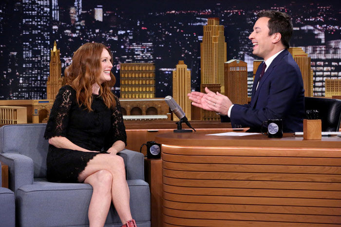 Actress Julianne Moore during an interview with host Jimmy Fallon on November 21, 2014