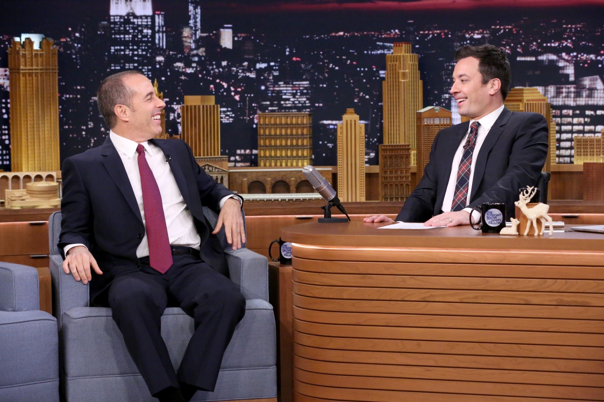 Comedian Jerry Seinfeld during an interview with host Jimmy Fallon on December 23, 2014.