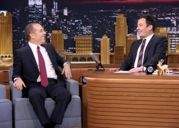 Comedian Jerry Seinfeld during an interview with host Jimmy Fallon on December 23, 2014.