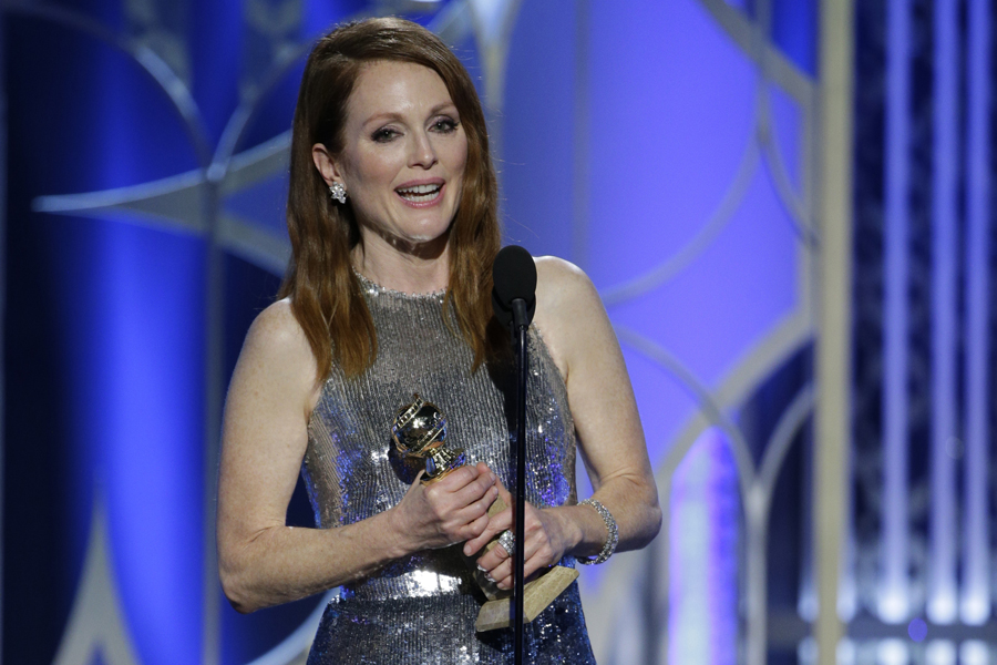 72nd ANNUAL GOLDEN GLOBE AWARDS -- Pictured: Julianne Moore, "Still Alice", Winner, Best Actress - Motion Picture, Drama at the 72nd Annual Golden Globe Awards held at the Beverly Hilton Hotel on January 11, 2015 --