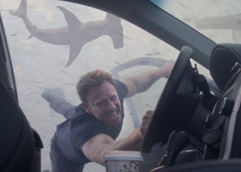 Ian Ziering as Fin Shepard in Sharknado 3: Of Hell No! Photo credit: Syfy