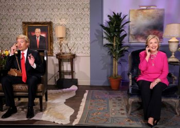 Jimmy Fallon as Donald Trump and Hillary Rodham Clinton during the 