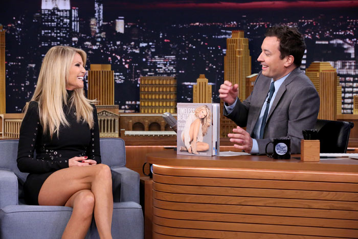 Model Christie Brinkley during an interview with host Jimmy Fallon on November 4, 2015