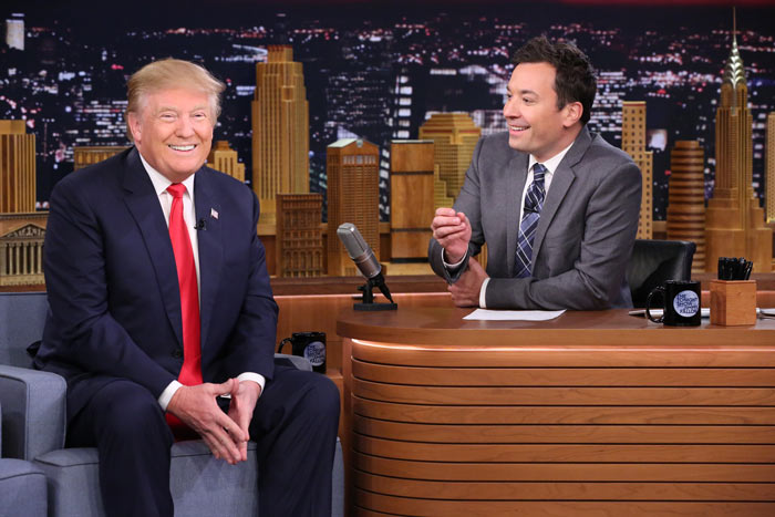 Presidential candidate Donald Trump during an interview with host Jimmy Fallon on January 11, 2016