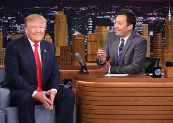 Presidential candidate Donald Trump during an interview with host Jimmy Fallon on January 11, 2016