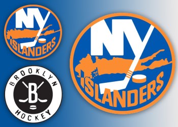 The New York Islanders logo as it is, as it should be and as we thought it might be, as Brooklyn Hockey
