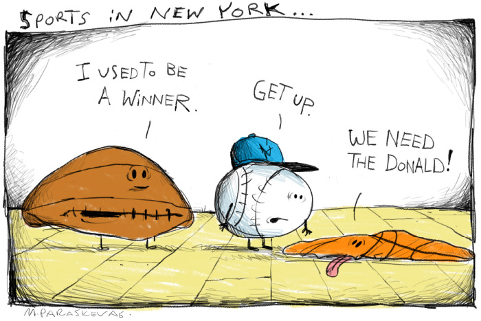 NY Sports Cartoon By Mickey Paraskevas