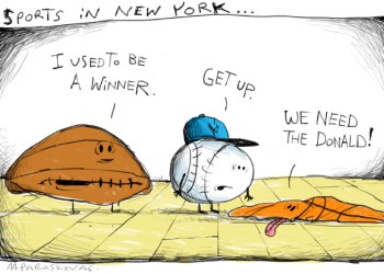 NY Sports Cartoon By Mickey Paraskevas