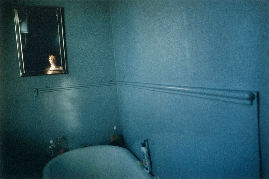Nan Goldin, "Self Portrait in Blue Bathroom, London 1980"