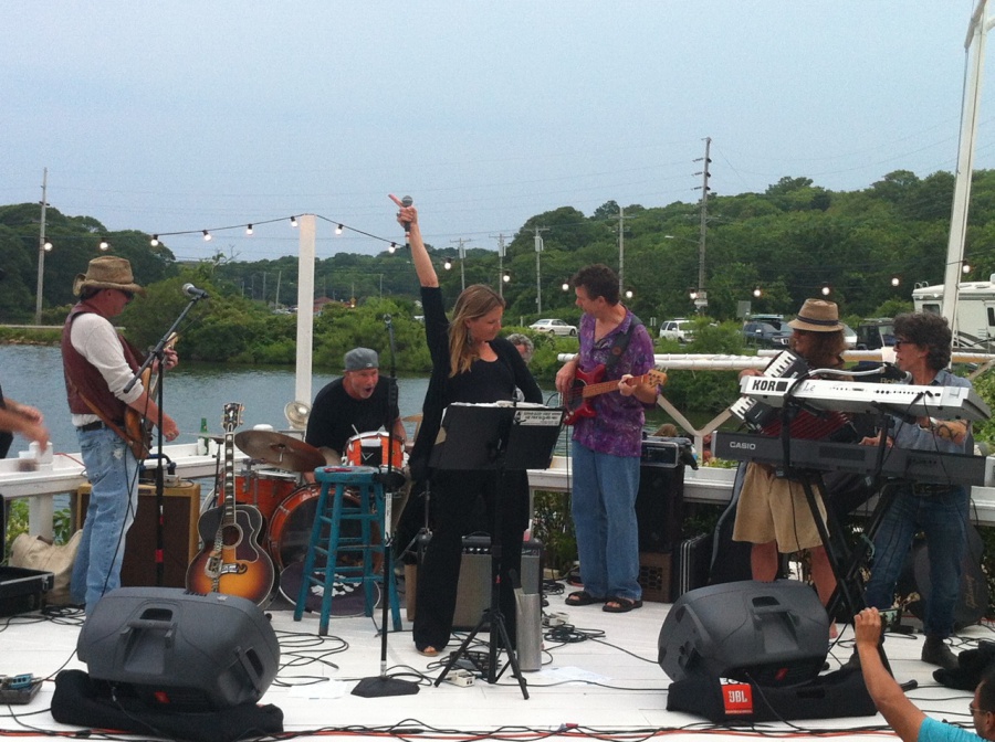 Nancy Atlas and her band holding court at the Surf Lodge with Red Hot Chili Peppers drummer Chad Smith and Joe Delia on keyboard