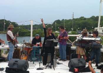 Nancy Atlas and her band holding court at the Surf Lodge with Red Hot Chili Peppers drummer Chad Smith and Joe Delia on keyboard