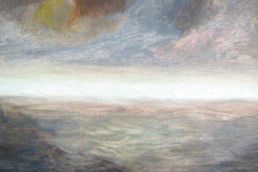 DETAIL: Nancy Abbe's Dan's Papers Cover painting "Dawn on Montauk"