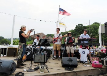 Husband/rock star Daniel Koontz with Nancy Atlas Project and Chad Smith
