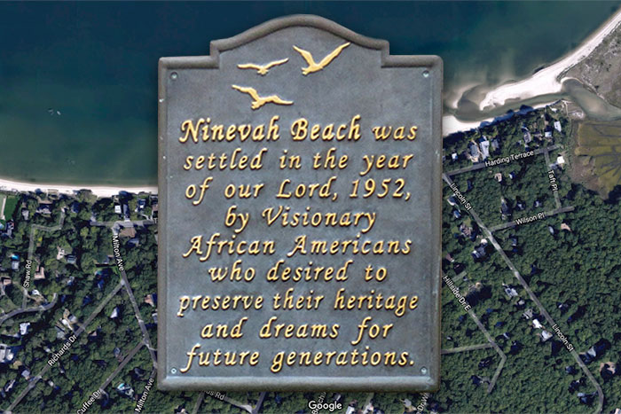 Ninevah Beach plaque