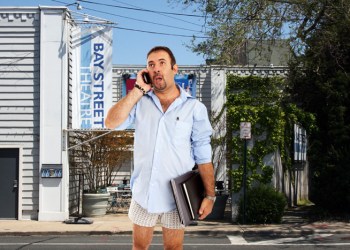 Pants-less pedestrians looked for the Hamptons Subway this week