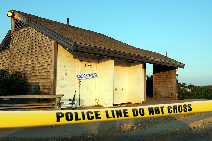 The bathroom is occupied at Dunehampton Beach