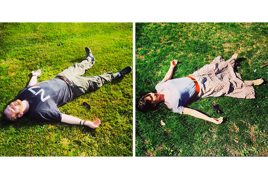 Oliver recreates Hilaria's Earth Day savasana