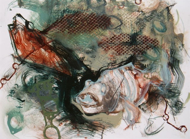 Troubled Waters #4, 2010, oil on paper, 22" x 28". © 2010 Anne Seelbach