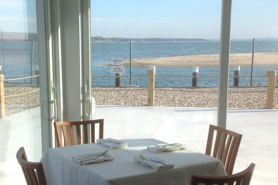 A table with a view at Pepi's Ristorante Italiano in Southold
