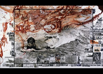 “PB in croc (I’ll Write Whenever I Can)” by Peter Beard