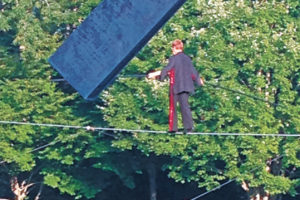 Philippe Petit walks the high wire at Longhouse