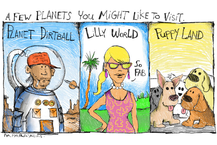 Planets cartoon by Mickey Paraskevas