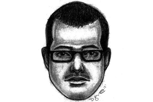 Police sketch of a man suspected of being in league with Corner Closet armed robbers.