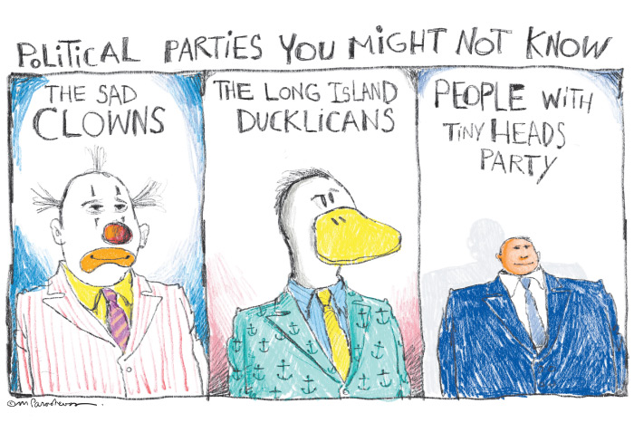 Political parties cartoon by Mickey Paraskevas