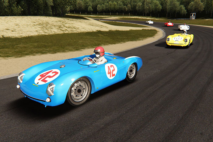 Porsche 550 in a simulated Bridgehampton Race Circuit race
