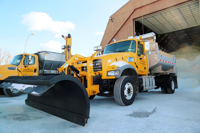 Suffolk County snowplows prepared for the expected weekend snowstorm.
