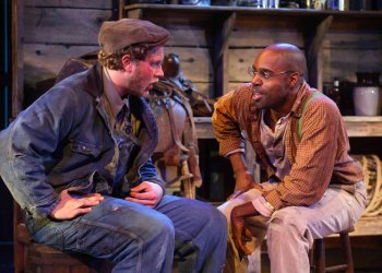 Preston Truman Boyd and Chauncy Thomas in Of Mice and Men.
