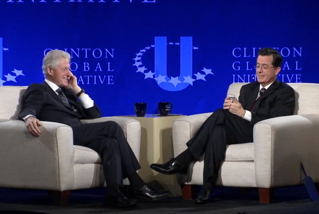 Stephen Colbert and Bill Clinton