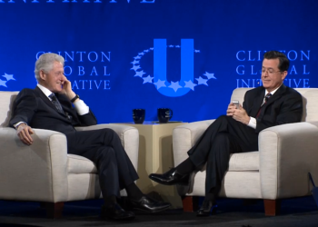 Stephen Colbert and Bill Clinton