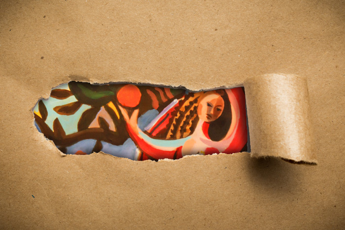 Reynold Ruffins Dan's Papers cover wrapped in brown paper