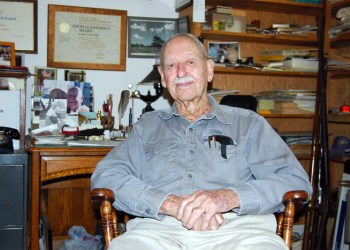 Richard G. Hendrickson in his office at his Bridgehampton home
