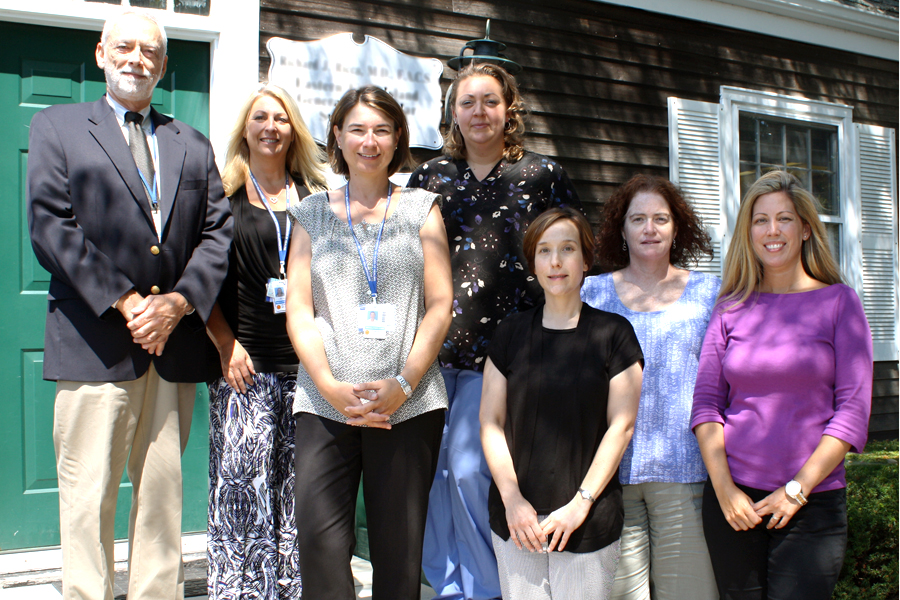 Staff of the David E. Rogers, MD Center: Michael Collins, Susan Wojcik, Jennifer Joly, PA, Emily Hernandez, Sandra Angelella, Maureen Coley, LCSW, and Brianne Fox, PA.
