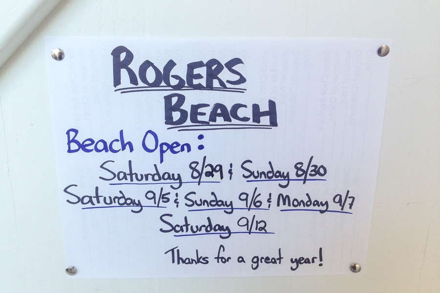 Rogers Beach is closed on weekdays for the remainder of the summer