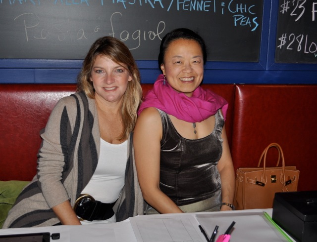 Ross School PA members Patsy Boyland and Judy Rall at the Handbag Auction last week.