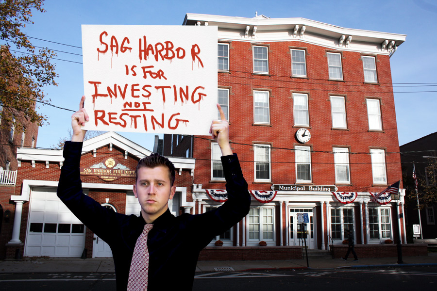 A smug protestor from Sell Sag Harbor