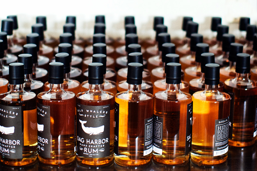 Sag Harbor Rum bottles prepped and ready for the May 1 delivery