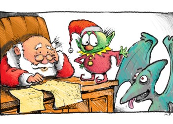 Santa cartoon By Mickey Paraskevas
