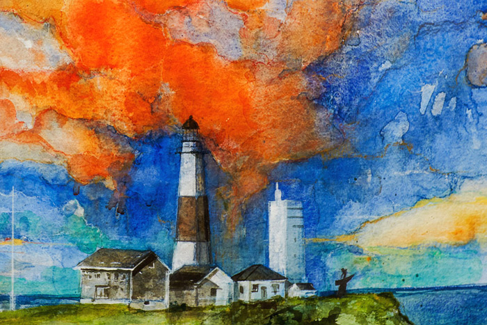 Savio Mizzi's March 18, 2016 Dan's Papers cover art features the Montauk Lighthouse