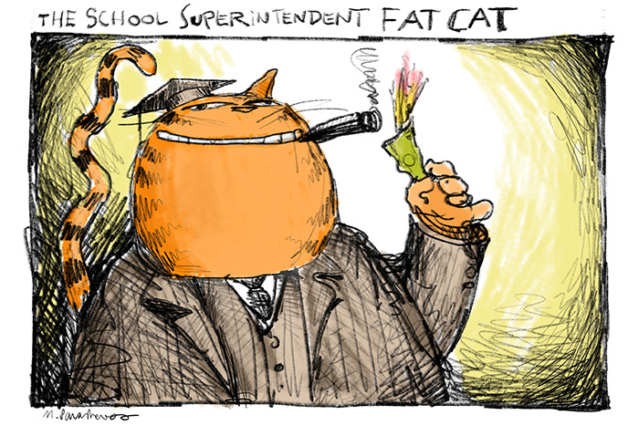 School fat cats cartoon by Mickey Paraskevas