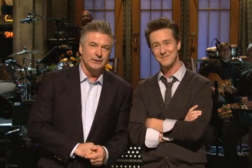 Alec Baldwin and Edward Norton on "Saturday Night Live." Credit: NBC