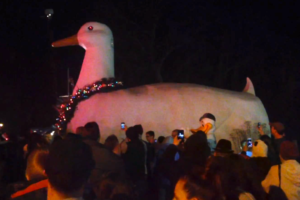 Big Duck lighting in Flanders. Credit: Amy Beth Stern/YouTube