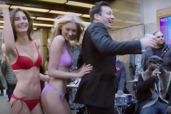 Jimmy Fallon in New York City models for Vanity Fair.